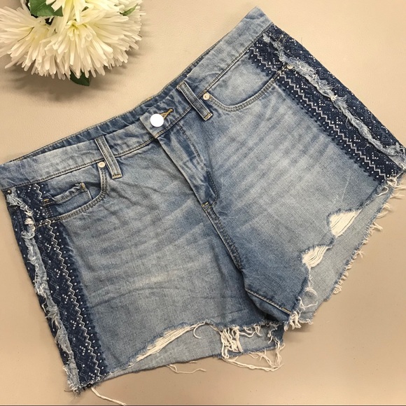 Blank NYC Pants - Blank NYC Hiker Shorts Denim Blue Jeans Pattern